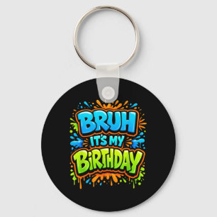 Bro Birthday Funny Vintage Birthday Boy Teen Gamer Key Ring