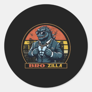 Bro Brozilla Strong Brother Saurus Family Matching Classic Round Sticker