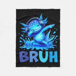 Bro Dabbing Axolotl Funny Gamer Kids Boys Ns Fleece Blanket