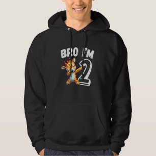Bro I'm 2 Year Old Giraffe 2nd Birthday Kids Dabbi Hoodie