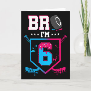 Bro I'm 6 Year Old Hockey Ice Cream Drip 6th Birth Card