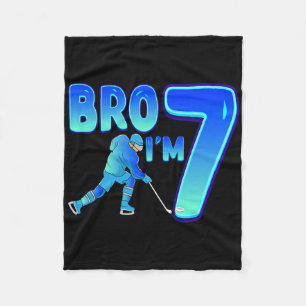 Bro I'm 7 Ice Hockey Lover 7th Birthday Party Kids Fleece Blanket