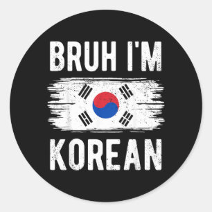 Bro Korean South Korea Flag Funny Korean Boys Kids Classic Round Sticker