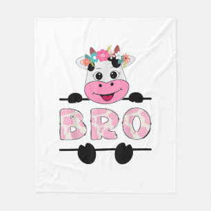 Bro Of The Birthday Girl Cow Brother Family Party Fleece Blanket