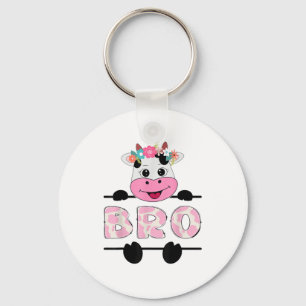 Bro Of The Birthday Girl Cow Brother Family Party Key Ring