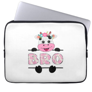 Bro Of The Birthday Girl Cow Brother Family Party Laptop Sleeve