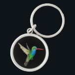 Broad-Billed Hummingbird cute bird watercolor Key Ring<br><div class="desc">Customise this cute keychain with your own text,  your name or anything else you like. Bird lovers will appreciate this Broad-Billed Hummingbird,  hand painted by me for you! Check my shop for lots more matching items!</div>