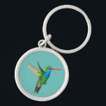 Broad-Billed Hummingbird cute bird watercolor Key Ring<br><div class="desc">Customise this cute keychain with your own text,  your name or anything else you like. Bird lovers will appreciate this Broad-Billed Hummingbird,  hand painted by me for you! Check my shop for lots more matching items!</div>