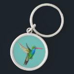 Broad-Billed Hummingbird cute bird watercolor Key Ring<br><div class="desc">Customise this cute keychain with your own text,  your name or anything else you like. Bird lovers will appreciate this Broad-Billed Hummingbird,  hand painted by me for you! Check my shop for lots more matching items!</div>