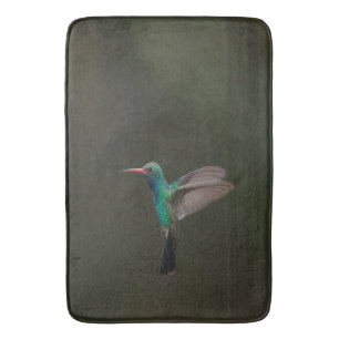 Broad-Billed Hummingbird in flight Bath Mat