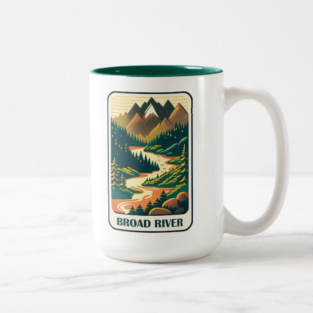 Broad River North Carolina South Carolina Colours Two-Tone Coffee Mug (Right)