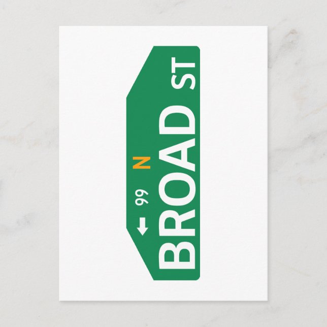 Broad Street, Philadelphia, PA Street Sign Postcard (Front)
