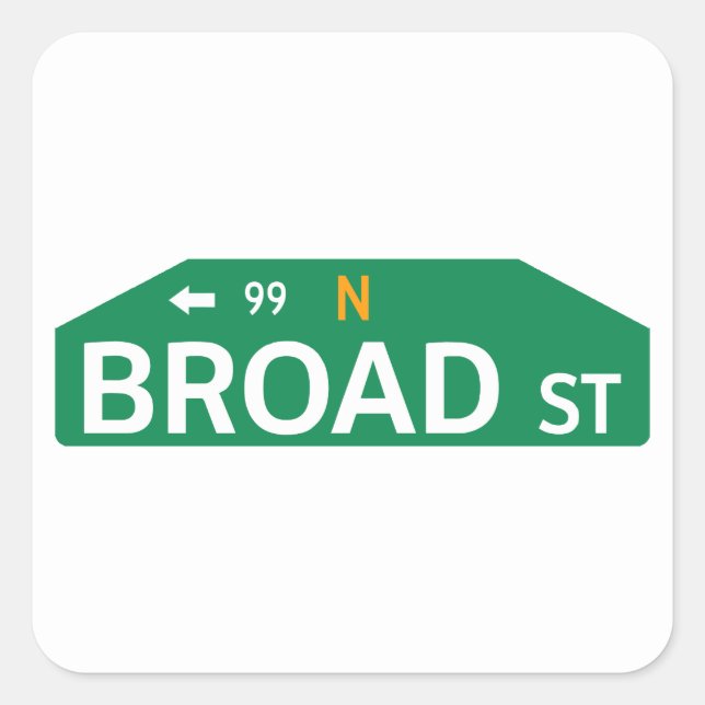 Broad Street, Philadelphia, PA Street Sign Square Sticker (Front)