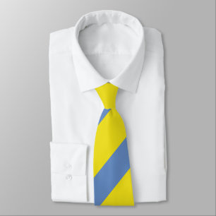 Broad Yellow and Sky Blue Regimental Stripe Tie