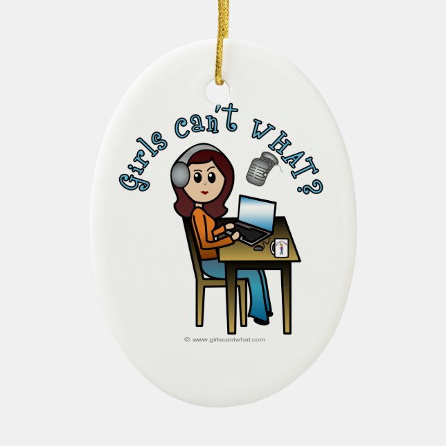 Broadcaster (Light) Ceramic Tree Decoration (Front)