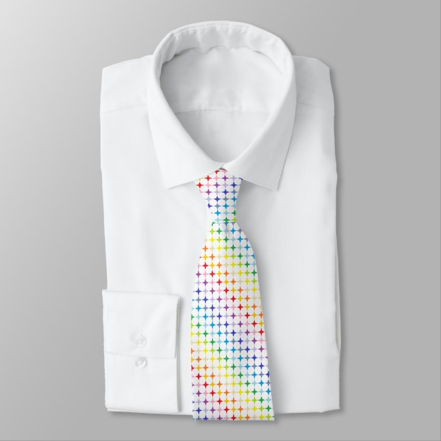 Broader Spectrum 4 Point Rainbow Stars Tie (Tied)