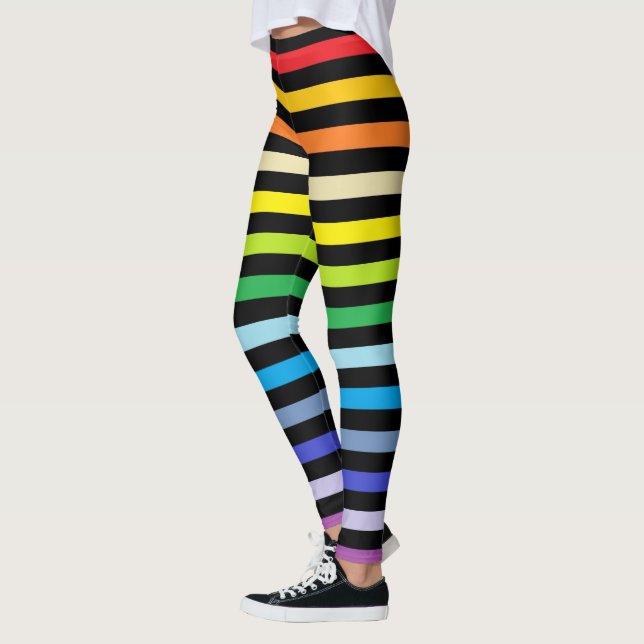 Broader Spectrum Rainbow and Black Stripes Leggings (Left)
