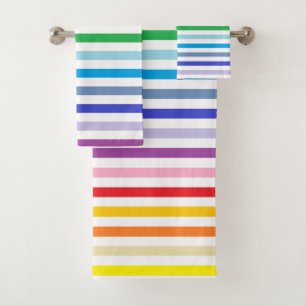 Broader Spectrum Rainbow and White Stripes Bath Towel Set
