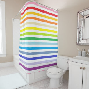 Broader Spectrum Rainbow and White Stripes Shower Curtain