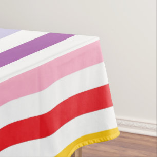 Broader Spectrum Rainbow and White Stripes Tablecloth