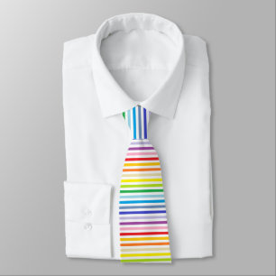 Broader Spectrum Rainbow and White Stripes Tie