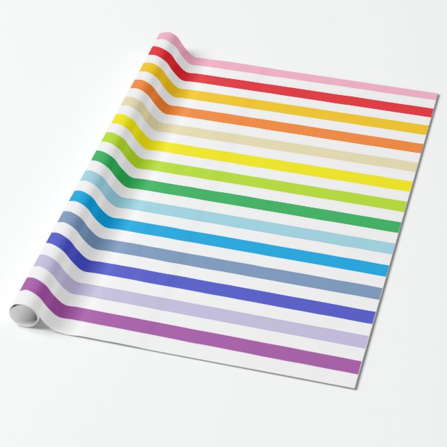 Broader Spectrum Rainbow and White Stripes Wrapping Paper (Unrolled)