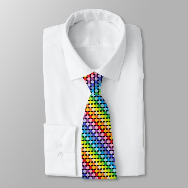 Broader Spectrum Rainbow Hexagons Black Tie (Tied)