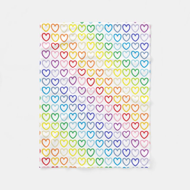 Broader Spectrum Rainbow Outlined Hearts Fleece Blanket (Front)