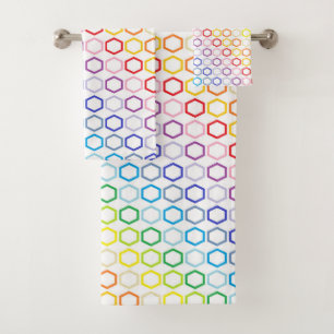 Broader Spectrum Rainbow Outlined Hexagons Bath Towel Set