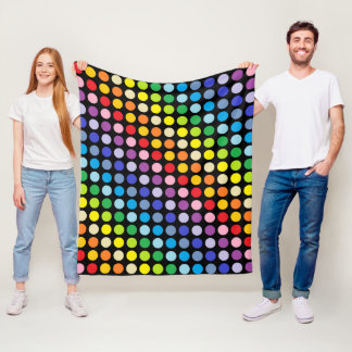 Broader Spectrum Rainbow Polka Dots Black Fleece Blanket