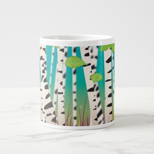 Broadleaved deciduous hardwood Birch Trees Large Coffee Mug (Front)