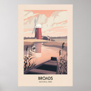 Broads National Park Modern Travel Poster
