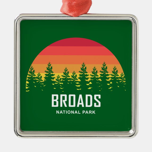 Broads National Park Rainbow Trees Metal Ornament (Front)