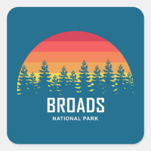 Broads National Park Rainbow Trees Square Sticker