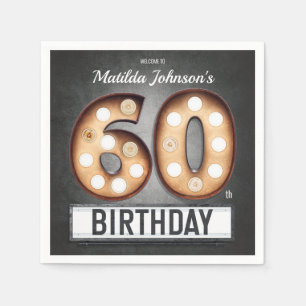 Broadway 60th Birthday Glamorous Marquee Custom Napkin