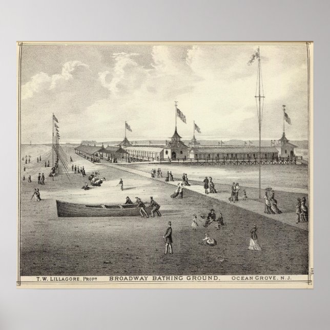 Broadway Bathing Ground, Ocean Grove, NJ Poster (Front)