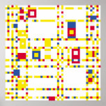 Broadway Boogie Woogie Poster<br><div class="desc">A digital interpretation of Piet Mondrian's 1943 composition. This differs in that it adheres rigidly to a fixed grid lacking in the original.</div>