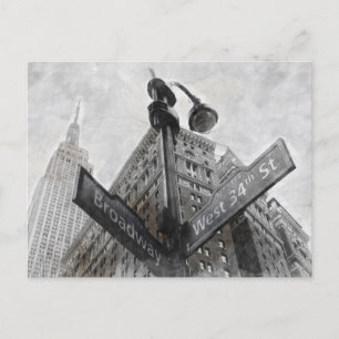 Broadway corner sign postcard