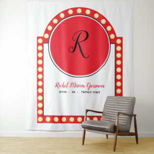 BROADWAY MARQUEE Bat Mitzvah Photo Booth Backdrop Tapestry