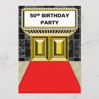 Broadway Marquee Red Carpet 50 th Birthday Party Invitation