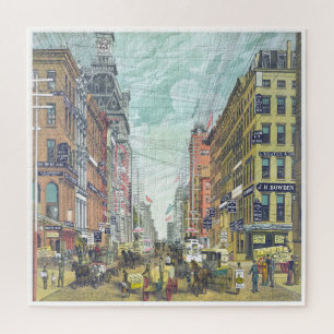 Broadway New York City circa 1885 Jigsaw Puzzle