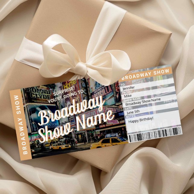 Broadway Show Ticket Musical Theatre Gift Card (Surprise Broadway Show Ticket Printable)