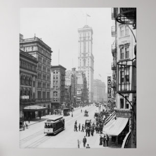 Broadway & Times Building (One Times Square) Poster