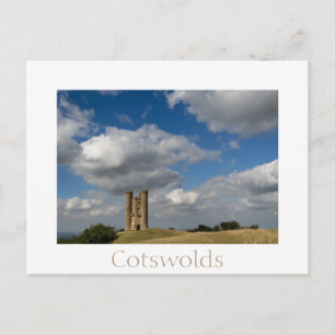 Broadway Tower, Cotswolds white clouds postcard