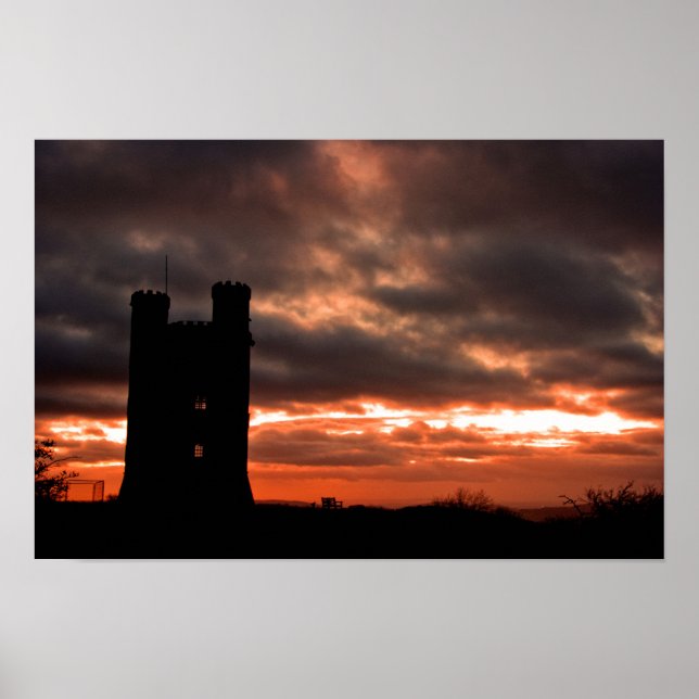 Broadway Tower Sunset Cotswolds England Poster (Front)