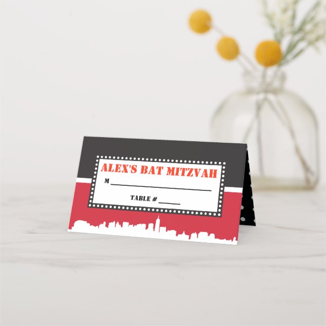 BROADWAY VIP Bar Bat Mitzvah Seating Escort Card (Front)