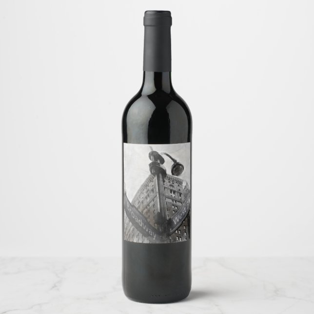 Broadway & Wall Street NYC Wine Label – Vintage  (Front)