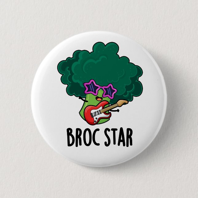 Broc Star Funny Brocolli Rock Star Pun  6 Cm Round Badge (Front)