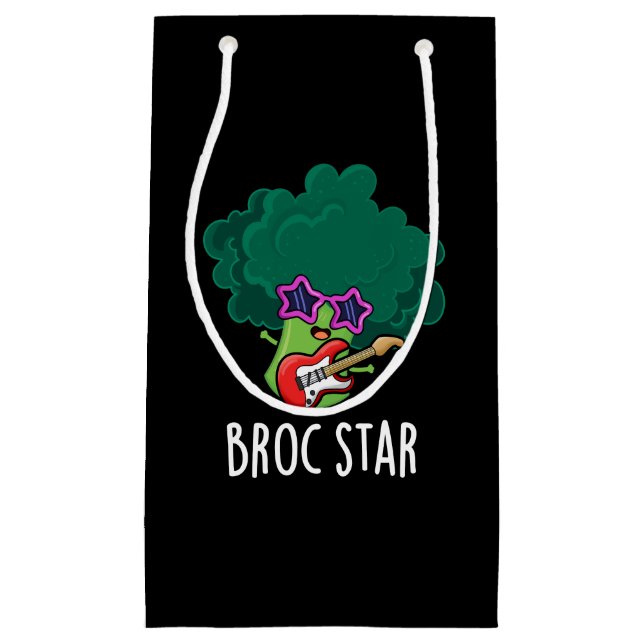 Broc Star Funny Brocolli Rock Star Pun Dark BG Small Gift Bag (Front)