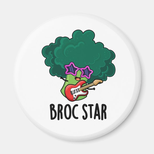 Broc Star Funny Brocolli Rock Star Pun  Magnet (Front)